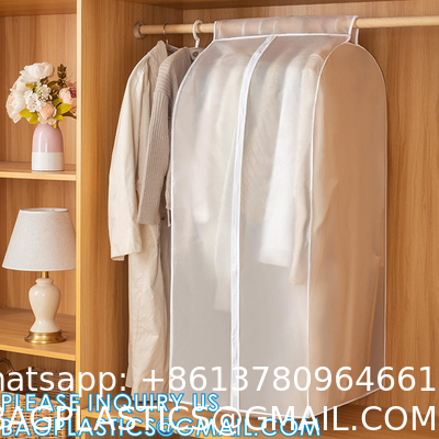 Customized Non-Woven Men'S Suit Bag For Travel Dust Folding Garment Bags PVC Clear Hanging Zip Suit Cover Bag