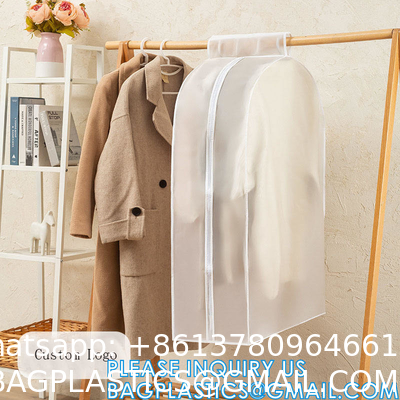Customized Non-Woven Men'S Suit Bag For Travel Dust Folding Garment Bags PVC Clear Hanging Zip Suit Cover Bag