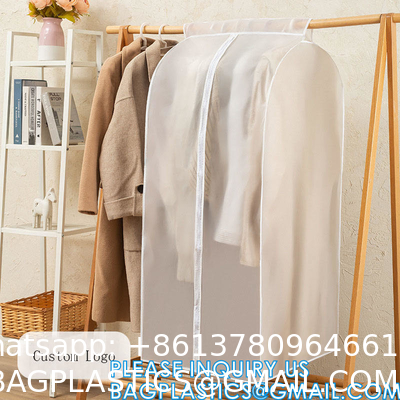 Customized Non-Woven Men'S Suit Bag For Travel Dust Folding Garment Bags PVC Clear Hanging Zip Suit Cover Bag