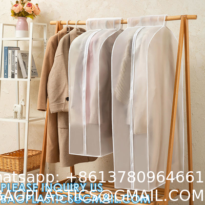 Customized Non-Woven Men'S Suit Bag For Travel Dust Folding Garment Bags PVC Clear Hanging Zip Suit Cover Bag