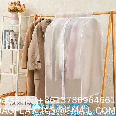 Customized Non-Woven Men'S Suit Bag For Travel Dust Folding Garment Bags PVC Clear Hanging Zip Suit Cover Bag
