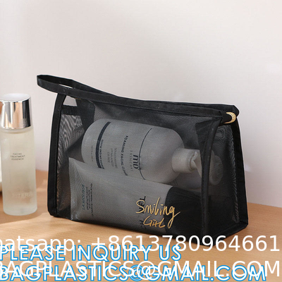 Mesh Makeup Cosmetic Bag Portable Travel Organizing Zipper Pouch Toiletries Pouches Home Office Accessories