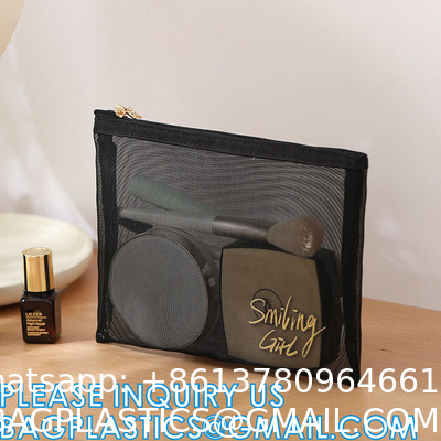 Mesh Makeup Cosmetic Bag Portable Travel Organizing Zipper Pouch Toiletries Pouches Home Office Accessories