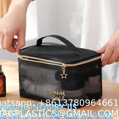 Mesh Makeup Cosmetic Bag Portable Travel Organizing Zipper Pouch Toiletries Pouches Home Office Accessories