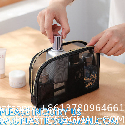 Mesh Makeup Cosmetic Bag Portable Travel Organizing Zipper Pouch Toiletries Pouches Home Office Accessories