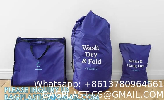 Recycle Zippered Foldable Laundry Bag Logo Extra Large Travel Laundry Bag with Handles and Drawstring Closure