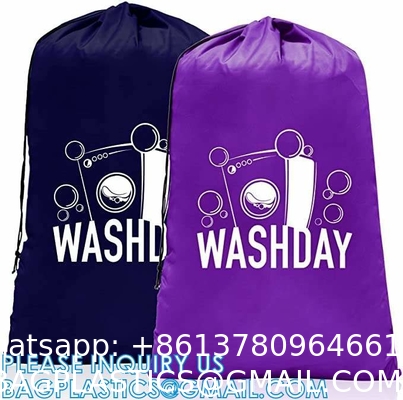 Recycle Zippered Foldable Laundry Bag Logo Extra Large Travel Laundry Bag with Handles and Drawstring Closure