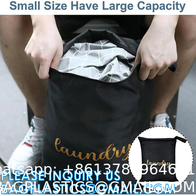 Recycle Zippered Foldable Laundry Bag Logo Extra Large Travel Laundry Bag with Handles and Drawstring Closure