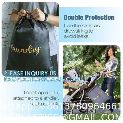 Recycle Zippered Foldable Laundry Bag Logo Extra Large Travel Laundry Bag with Handles and Drawstring Closure