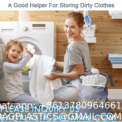 Recycle Zippered Foldable Laundry Bag Logo Extra Large Travel Laundry Bag with Handles and Drawstring Closure