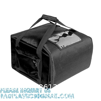 Thermal Food Delivery Backpack w/Cup Holders Insulated Pizza Delivery Bag Mesh Pocket and Receipt Window