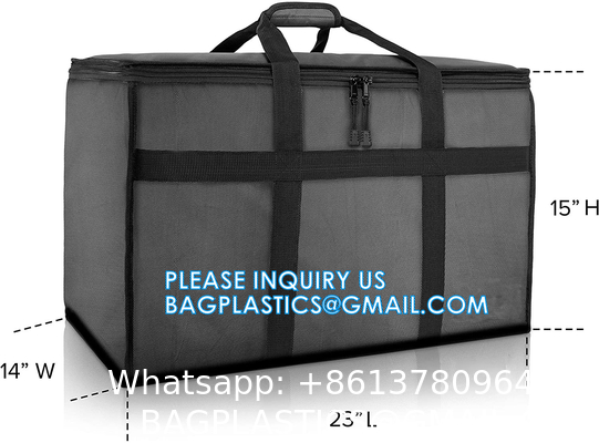 Insulated Food Delivery Bag with Cup Holders/Drink Carriers Premium XXL, Great for Beverages, Grocery, Pizza