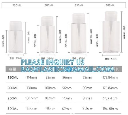 Nail Polish Remover Bottle, Pump Alcohol Dispenser, Makeup Acetone Containers, skincare packaging sets