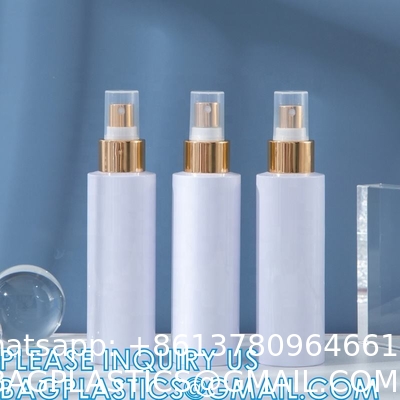 Cosmetic Spray Bottles PET Plastic 60ml 80ml 100ml 120ml Gold Plating Pump Water Liquid Spray Bottle OEM