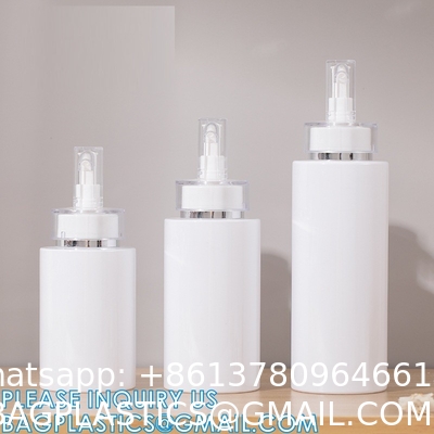 Shampoo Pump Bottle, Luxury Silver Cosmetic Packaging Face Cream Serum Essence Lotion Dispenser Pump Bottle