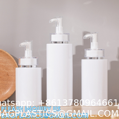 Shampoo Pump Bottle, Luxury Silver Cosmetic Packaging Face Cream Serum Essence Lotion Dispenser Pump Bottle