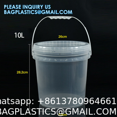 Heavy Duty Round Square Handle Bucket for Paint Chemical Ice Food Flowers, container barrel with handle