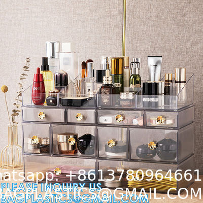Cosmetic Storage Box Makeup Storage Container Organiser, Skincare Makeup Organizer, Brush Holder, Vanity Shelf