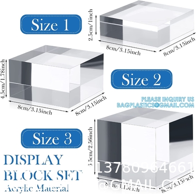 Clear Polished Acrylic Cube Cylinder, Square Display Block, Jewelry Display Holder Base Stands, Crafts Closet Show