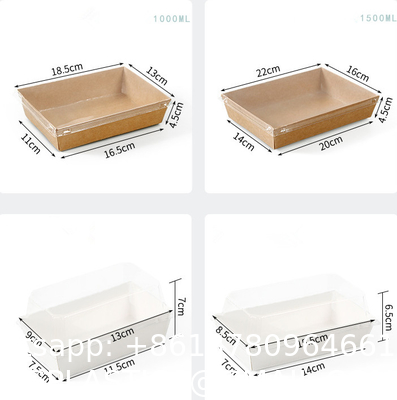 Wooden Food Packaging Box Cake Dessert Container With Plastic Cover, Take Out Pastry Cake Lunch Sushi Tray