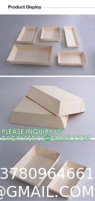 Wooden Food Packaging Box Cake Dessert Container With Plastic Cover, Take Out Pastry Cake Lunch Sushi Tray
