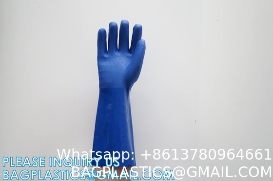 Grip Grain Finish Hand Pvc Heavy Duty Industrial Safety Working Gloves Cotton Liner Orange Full Coated Pvc Dip Gloves