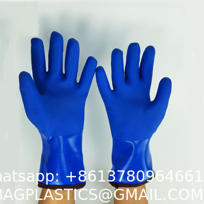 Grip Grain Finish Hand Pvc Heavy Duty Industrial Safety Working Gloves Cotton Liner Orange Full Coated Pvc Dip Gloves