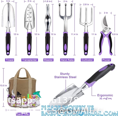 9 Piece Specialty Lady Garden Tool Set Heavy Duty Flower Design Garden Tool Set Gardening Tool With Bag