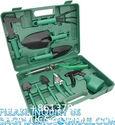 10Pcs Garden Tools Set Mini With Purple Floral Print For Planting Weeding Garden Hand Tools With Carrying Case
