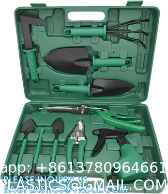 10Pcs Garden Tools Set Mini With Purple Floral Print For Planting Weeding Garden Hand Tools With Carrying Case