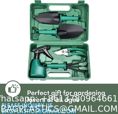10Pcs Garden Tools Set Mini With Purple Floral Print For Planting Weeding Garden Hand Tools With Carrying Case