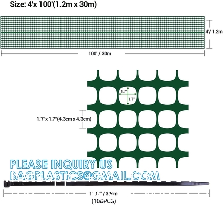 Reusable Netting Safety Fences Roll with Zip Ties, Durable Temporary Pool Fence Snow Fencing for Deer Rabbit