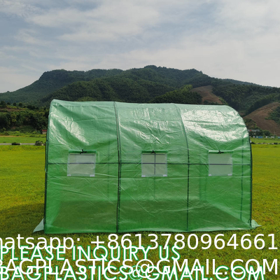 Portable Plant GreenHouse Zippered Door Windows, Galvanized Steel Hoops, Glass Greenhouse, Polycarbonate Greenhouse