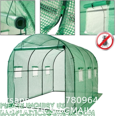 Portable Plant GreenHouse Zippered Door Windows, Galvanized Steel Hoops, Glass Greenhouse, Polycarbonate Greenhouse