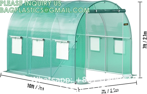 Portable Plant GreenHouse Zippered Door Windows, Galvanized Steel Hoops, Glass Greenhouse, Polycarbonate Greenhouse