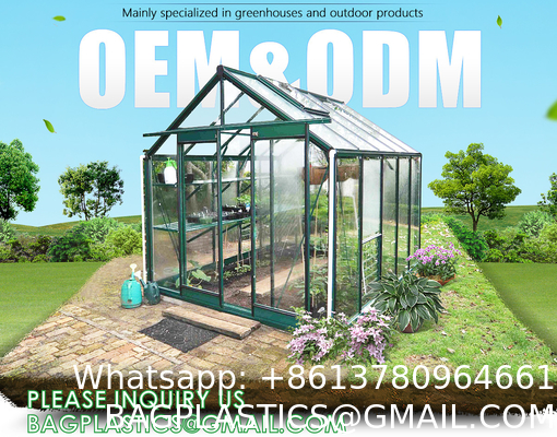 Portable Plant GreenHouse Zippered Door Windows, Galvanized Steel Hoops, Glass Greenhouse, Polycarbonate Greenhouse