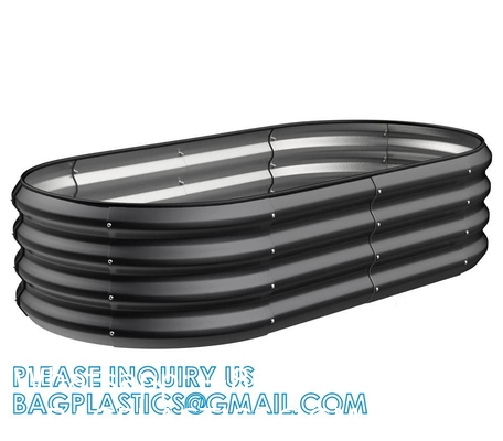 Planter Boxs, Garden Boxes, Galvanized Steel Raised Garden Bed Kit Planter Raised Box With Safety Rubber Edging Strip