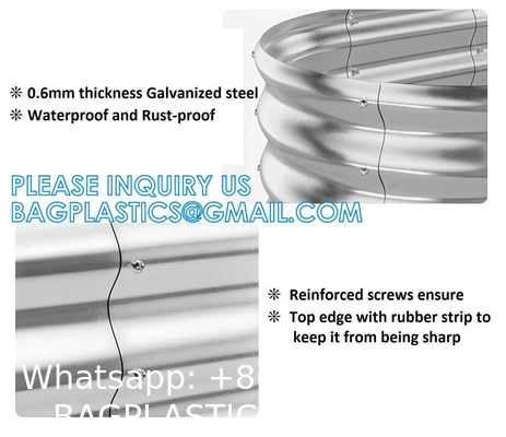 Planter Boxs, Garden Boxes, Galvanized Steel Raised Garden Bed Kit Planter Raised Box With Safety Rubber Edging Strip