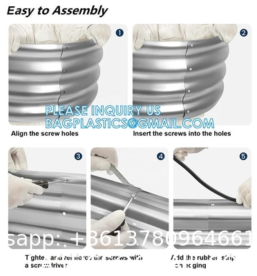 Planter Boxs, Garden Boxes, Galvanized Steel Raised Garden Bed Kit Planter Raised Box With Safety Rubber Edging Strip