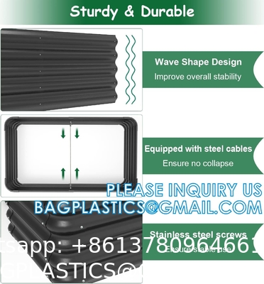 Planter Boxs, Garden Boxes, Galvanized Steel Raised Garden Bed Kit Planter Raised Box With Safety Rubber Edging Strip