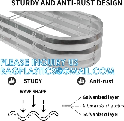 Planter Boxs, Garden Boxes, Galvanized Steel Raised Garden Bed Kit Planter Raised Box With Safety Rubber Edging Strip