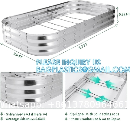 Planter Boxs, Garden Boxes, Galvanized Steel Raised Garden Bed Kit Planter Raised Box With Safety Rubber Edging Strip