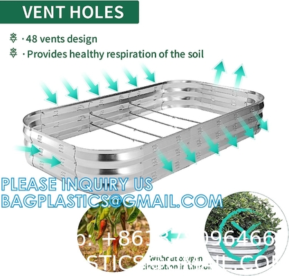 Planter Boxs, Garden Boxes, Galvanized Steel Raised Garden Bed Kit Planter Raised Box With Safety Rubber Edging Strip