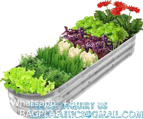 Planter Boxs, Garden Boxes, Galvanized Steel Raised Garden Bed Kit Planter Raised Box With Safety Rubber Edging Strip