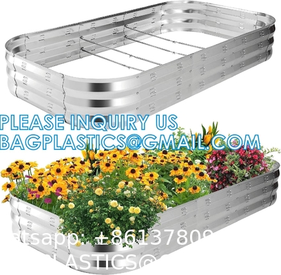 Planter Boxs, Garden Boxes, Galvanized Steel Raised Garden Bed Kit Planter Raised Box With Safety Rubber Edging Strip