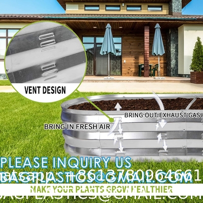 Planter Boxs, Garden Boxes, Galvanized Steel Raised Garden Bed Kit Planter Raised Box With Safety Rubber Edging Strip
