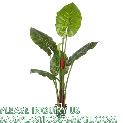 Fake Colocasia Esculenta, Plastic variegata artificial Taro, Subtropics Faux Swiss Cheese Plant For Home Garden Office