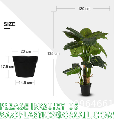 Fake Colocasia Esculenta, Plastic variegata artificial Taro, Subtropics Faux Swiss Cheese Plant For Home Garden Office