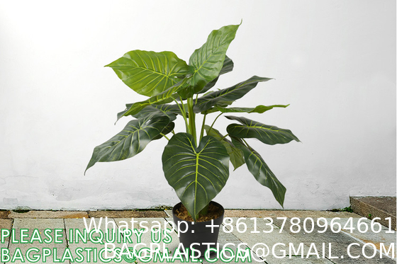 Fake Colocasia Esculenta, Plastic variegata artificial Taro, Subtropics Faux Swiss Cheese Plant For Home Garden Office