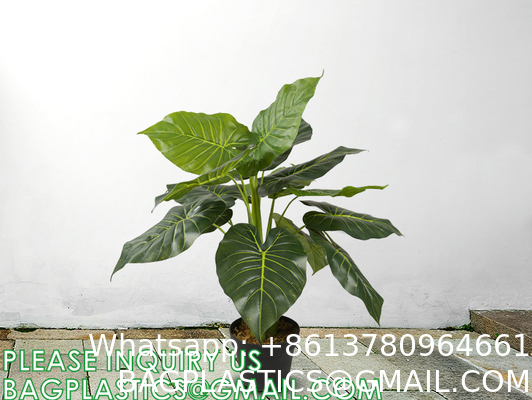 Fake Colocasia Esculenta, Plastic variegata artificial Taro, Subtropics Faux Swiss Cheese Plant For Home Garden Office